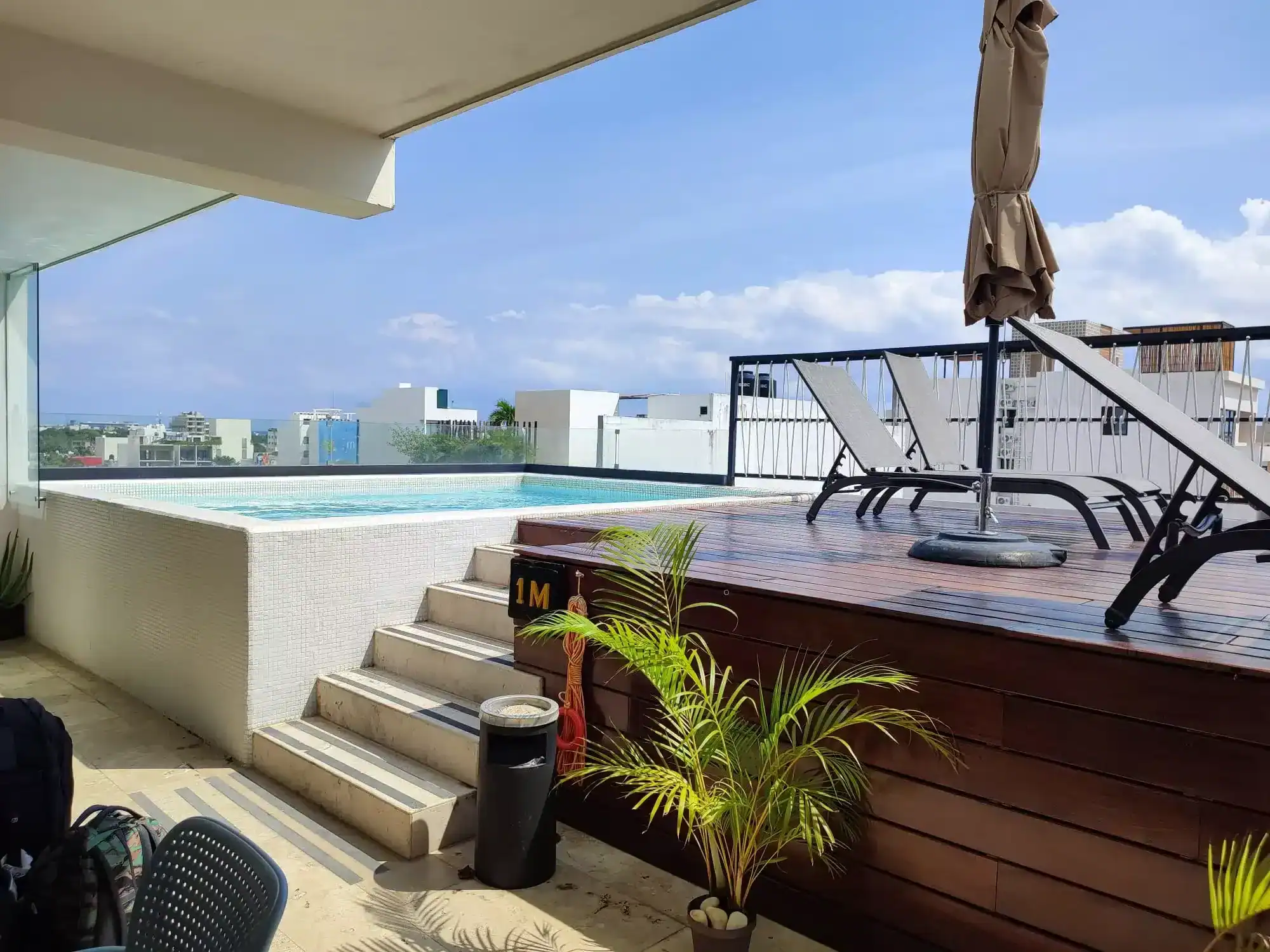 Image of a rooftop swimming pool at Hotelito del Mar, a great option for stretching your budget per day in Mexico